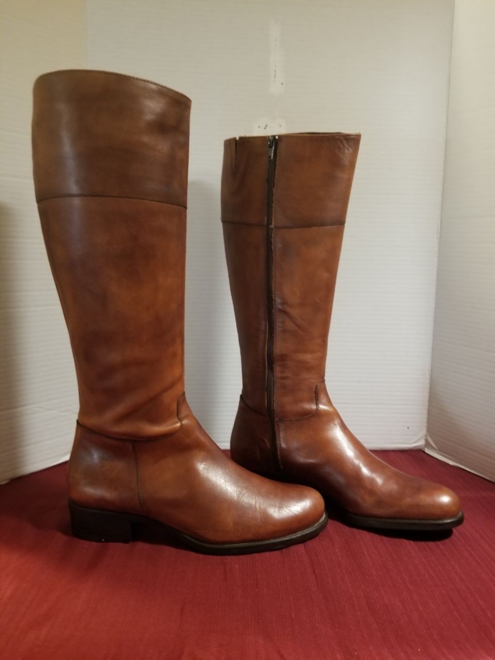Classic Tall Brown Leather Riding Boots Jonal high knee leather size 38,